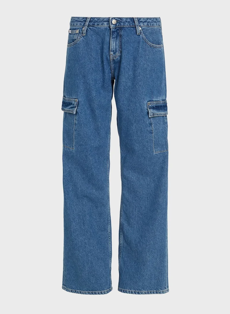 Calvin Klein Jeans Cut Out High Waist Cargo Jeans