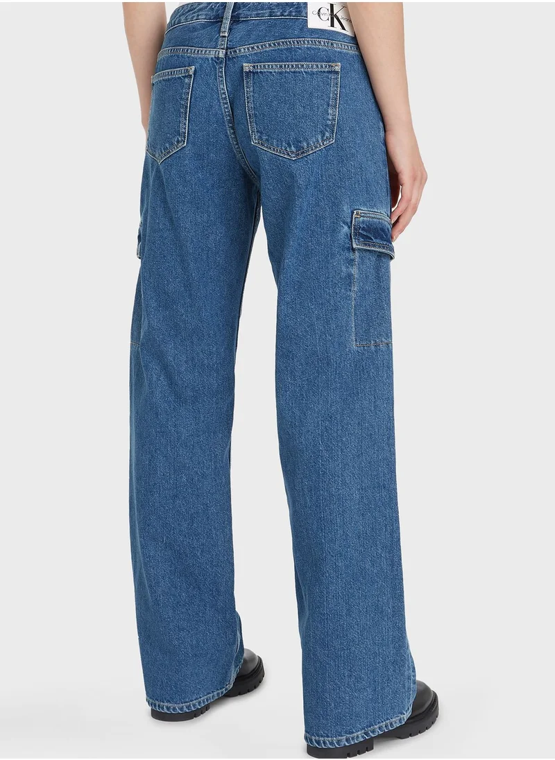 Calvin Klein Jeans Cut Out High Waist Cargo Jeans