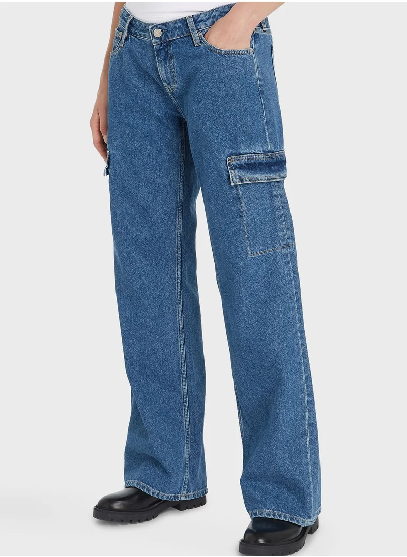 Calvin Klein Jeans Cut Out High Waist Cargo Jeans