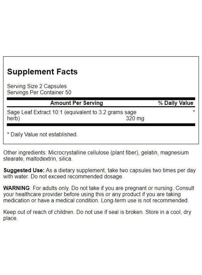 SWANSON Sage Extract - Herbal Supplement Promoting Total-Body Health & Protection - Natural Formula for Overall Wellness Support - (100 Capsules, 160mg Each) - Image 2