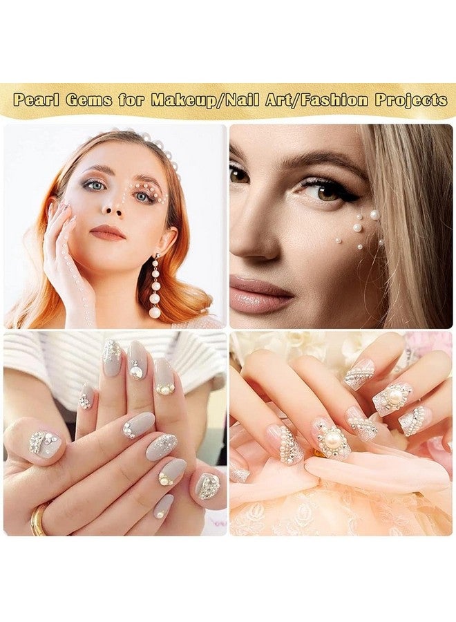 ecofynd 4200 Pcs 8 in 1 Half Cut Cream Pearls Beads, Round Flat Back Shiny Moti for Art, Craft, Scrapbooking, Decoration, DIY Kit for Women Girls Kids (Size- 14/12/10/8/6/5/4/2mm) - Image 4