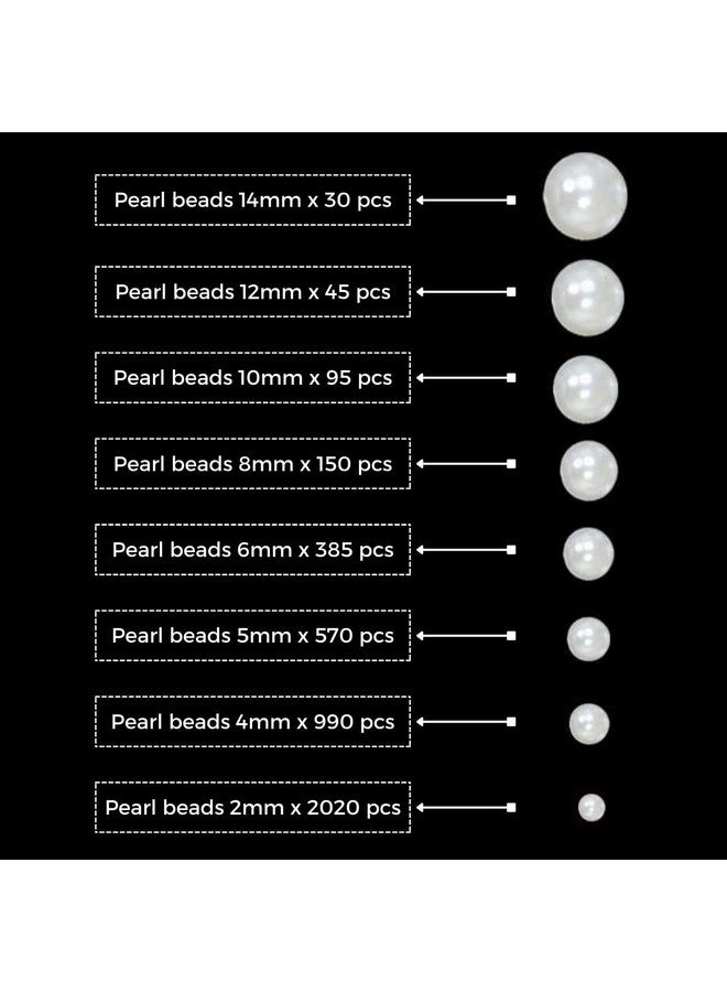 ecofynd 4200 Pcs 8 in 1 Half Cut Cream Pearls Beads, Round Flat Back Shiny Moti for Art, Craft, Scrapbooking, Decoration, DIY Kit for Women Girls Kids (Size- 14/12/10/8/6/5/4/2mm) - Image 2