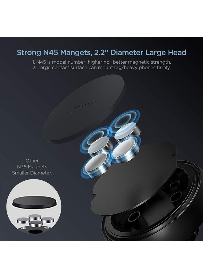 IPOW Long Arm Universal Magnetic Cradle Windshield Dashboard Cell Phone Mount Holder with 4 Metal Plates, Soft Firm Goose Arm & Enhanced Suction Cup - Image 2