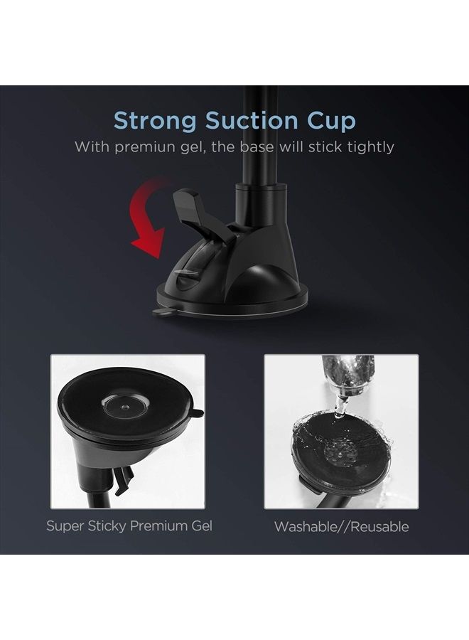 IPOW Long Arm Universal Magnetic Cradle Windshield Dashboard Cell Phone Mount Holder with 4 Metal Plates, Soft Firm Goose Arm & Enhanced Suction Cup - Image 4