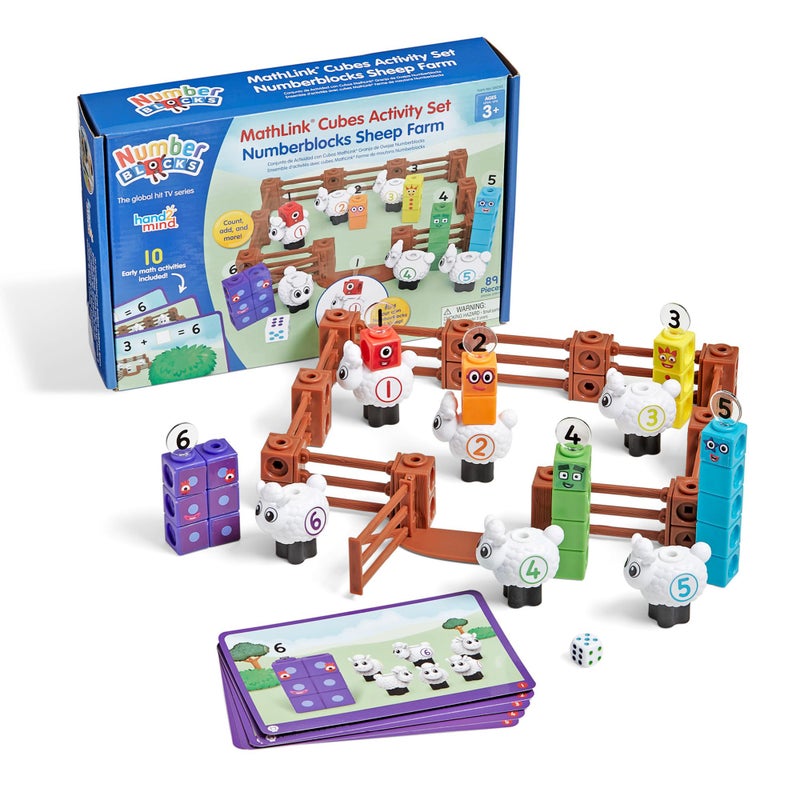 hand2mind hand2mind Numberblocks Sheep Farm MathLink Cubes Activity Set, Preschool Learning Activities, Farm Playset, Counting Blocks, Number Toys, Kids Educational Toys, Math Manipulatives for Preschoolers - Image 1