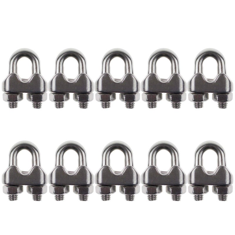 DYWISHKEY Pack of 10, 1/16 Inch M2 Stainless Steel Wire Rope Cable Clip Clamp - Image 1