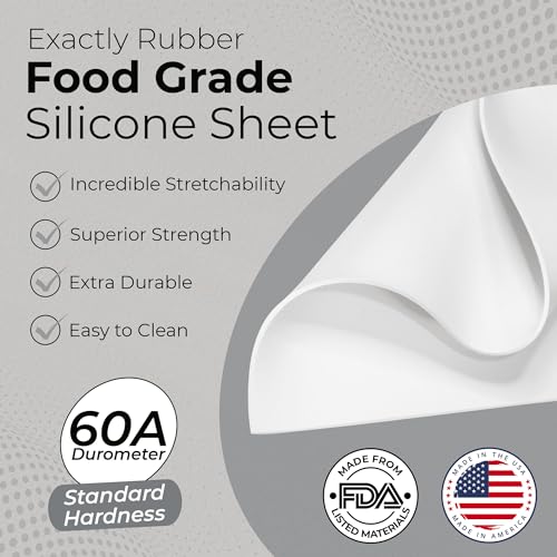 Exactly Rubber - White Silicone Sheet, 60A Durometer Silicone Mat, Food-Grade Rubber Mat with -80 to 450°F Temperature Resistance, 400% Elongation, Silicone Placemat Made in The USA, 1/16 x 9" x 12" - Image 2