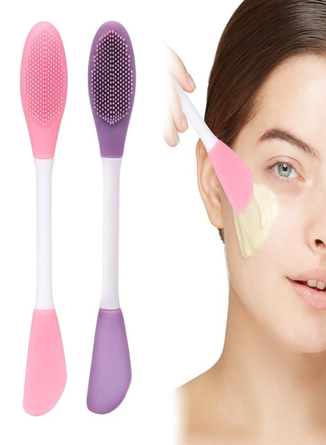 Aternal Silicone Face Mud Mask Brush, 2 in 1 Double-Sided Facial Scrubber Tool, DIY Face Pack Applicator Scrub Double-Head Manual Cleansing Brush for Deep Gentle Exfoliating, Massaging Brush Cream, Lotion, Mask Applying, Pack of 2 - Image 1