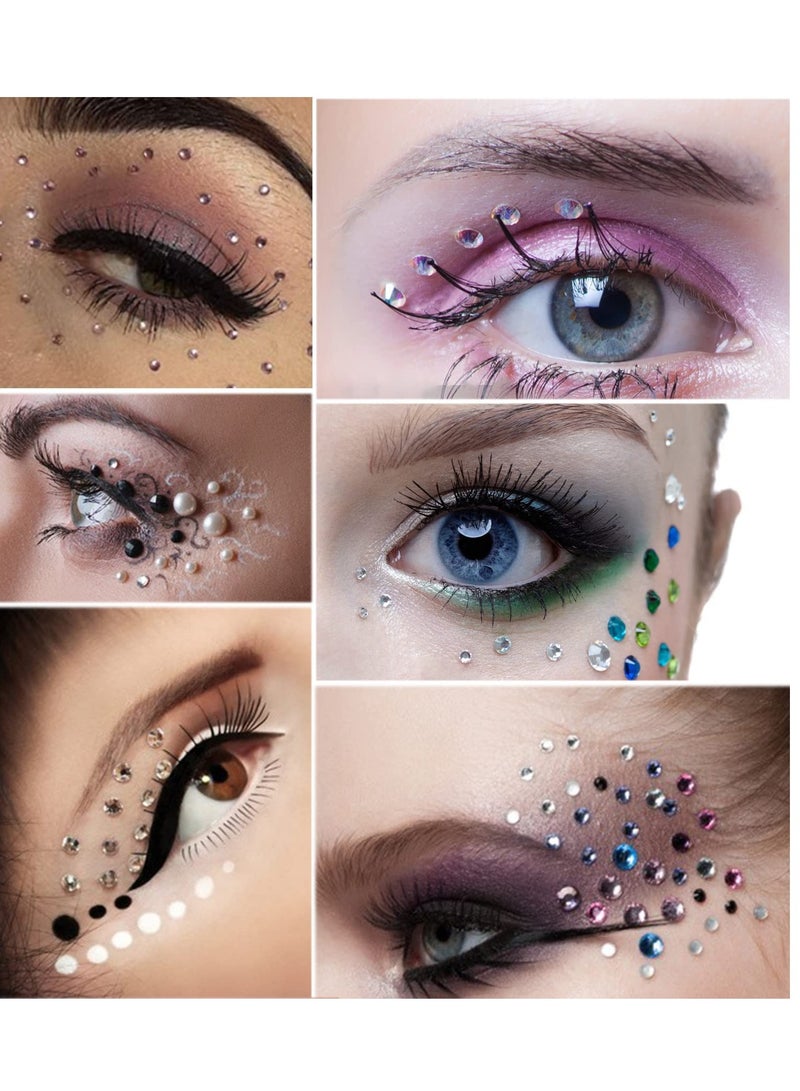 KASTWAVE Bindi Dots Face Jewels Face Jewelry For Women Face Gems Stick On Eye Forehead Crystals Sticker Tears Rainbow Pearl Rhinestones For Makeup Party Festival Accessory Nail Art Decoration(6 Sheets) - Image 3