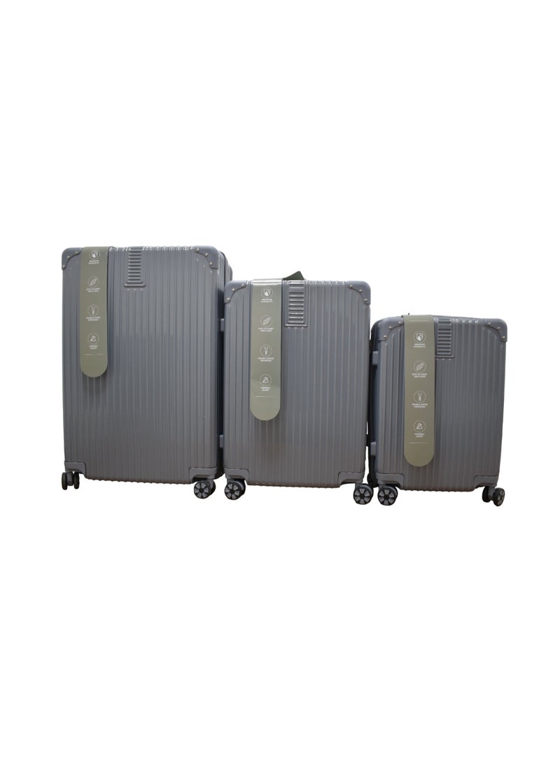 GoSmart 3-Piece Hard Shell Luggage Set with 360° Spinner Wheels, TSA Lock, Grey (Small, Medium & Large)