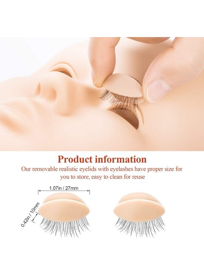 1 Box 3 Pairs Replacement Eyelids For Mannequin Head Silicone Rubber Removable Realistic Eyelids For Eyelash Training Practice Makeup Extension