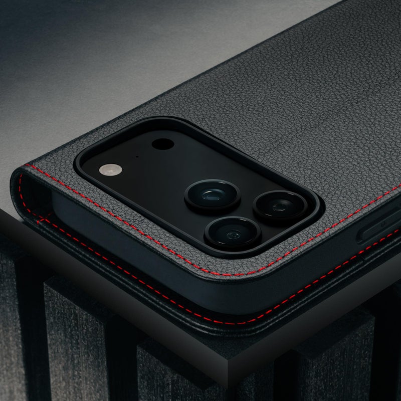 TORRO Leather Case Compatible with iPhone 17 Pro 6.3" 2025 - Premium Leather Wallet Flip Case with Kickstand and Card Slots (Compatible with Official MagSafe Chargers) - Black - Image 5