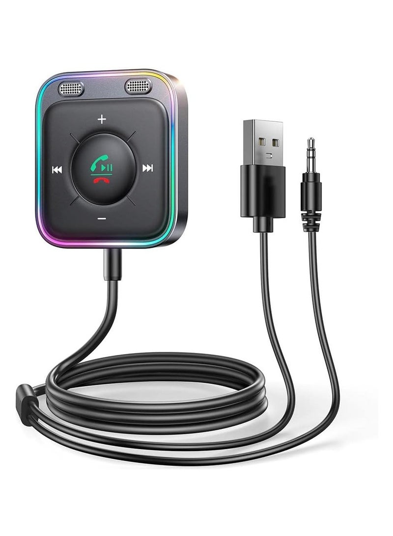 Generic Bluetooth 5.3 Car Adapter – Enhanced Dual Mics & ENC Noise Cancellation, 3.5mm AUX Wireless Receiver for Car Audio Stereo, Hands-Free Calls, Plug and Play, Built-in Noise Filter IC - Image 1