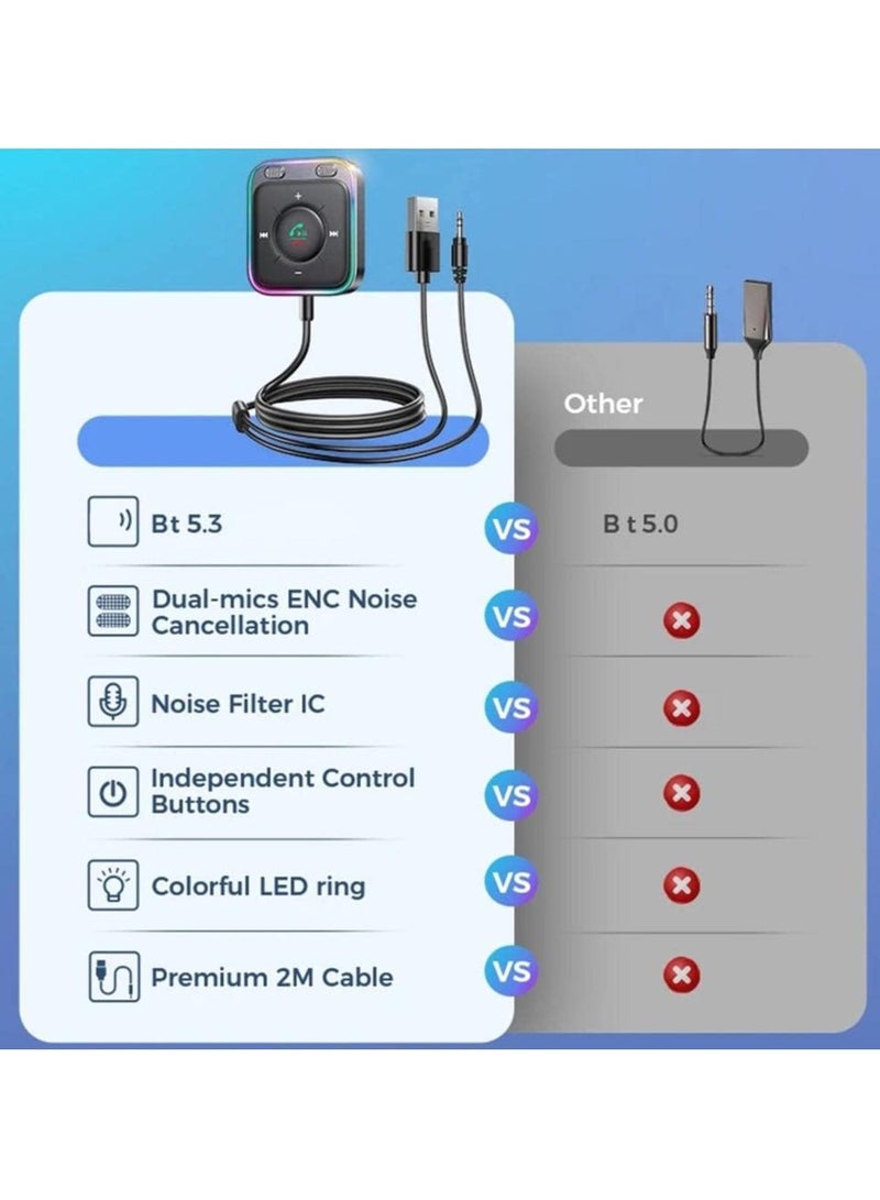 Generic Bluetooth 5.3 Car Adapter – Enhanced Dual Mics & ENC Noise Cancellation, 3.5mm AUX Wireless Receiver for Car Audio Stereo, Hands-Free Calls, Plug and Play, Built-in Noise Filter IC - Image 3