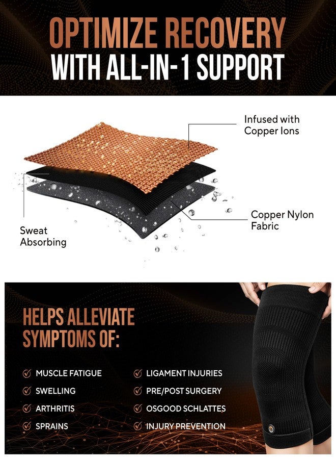 TheraCopper Copper Knee Brace for Men & Women (2 Pack) - Non-Slip Compression Copper Knee Sleeve for Arthritis, Knees Pain Relief, Swelling, Anti inflammatory and Recovery Support (Large) - Image 5