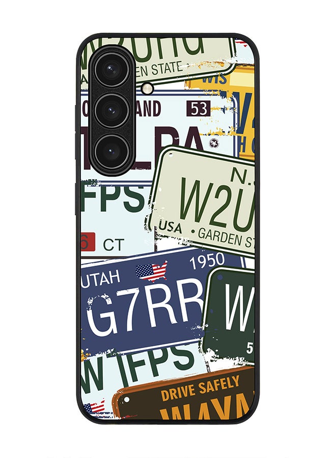 Stylizedd Rugged Black edge case for Samsung Galaxy S24 FE, Slim fit Soft Case Flexible Rubber Edges Anti Drop TPU Gel Thin Cover -  Number Plates - Image 1