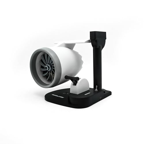 NIKOLATOY Jet Engine Fan Model Desk Gadget with Wireless Charger, Turbofan Engine Model Display with Rotating LED Blades, Creative Desktop Jet Fan Office Decor Engineering Gift for Men (Blue) - Image 3