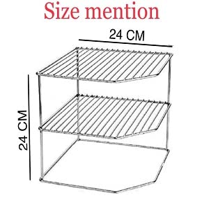 Cri8Hub Steel Countertop 3-Tier Storage Corners Rack For Kitchen| Plate Dish Corner Rack Stand Holder | Bartan Stand For Kitchen Organizer | Tray Pan Pot Storage Rack (Silver, Corner Shelf) - Image 2