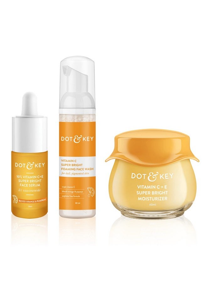 Dot & Key Vitamin C + E Skin Care Combo Facewash 80Ml Serum 30Ml Moisturizer 60Ml  - Image 1