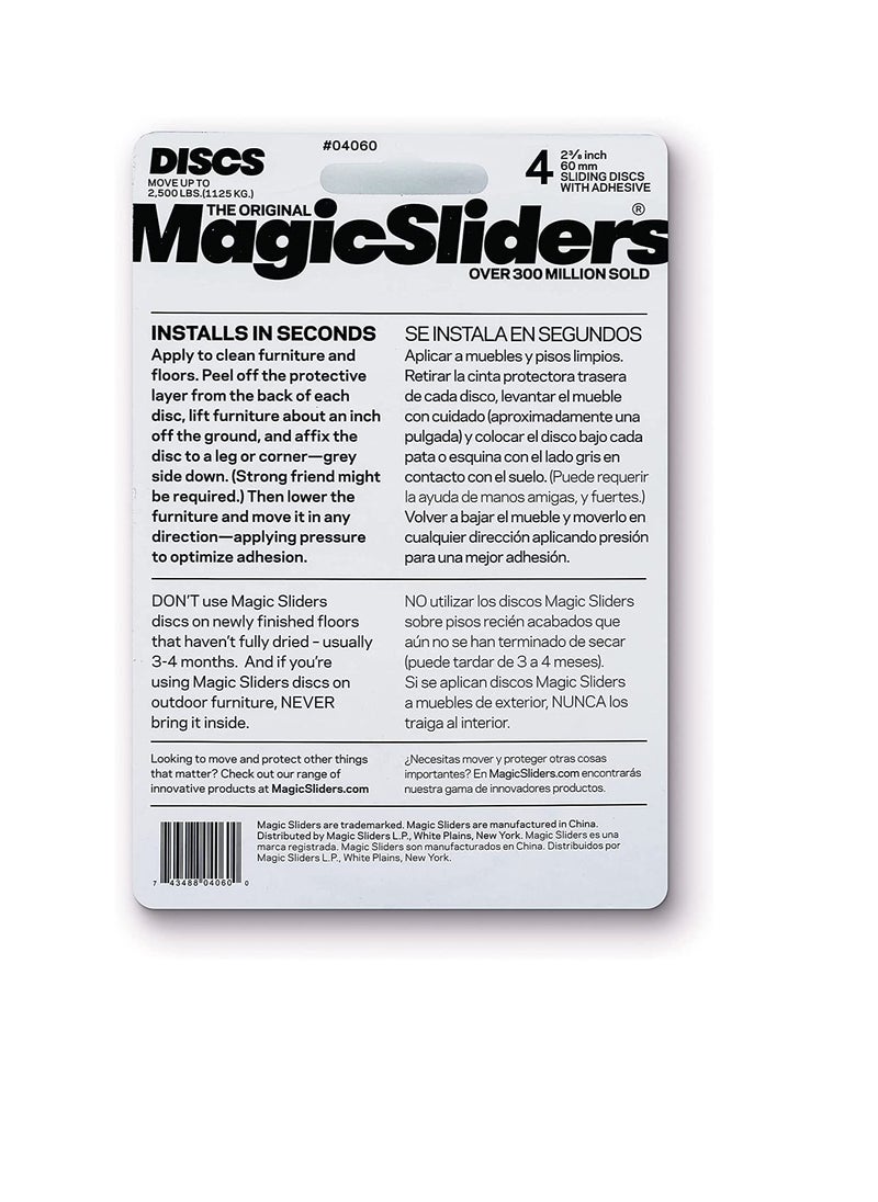 Magic Sliders Magic Sliders 4060 Series 4PK2-3/8 RND Slide Disc, 1, Gray  - Image 2