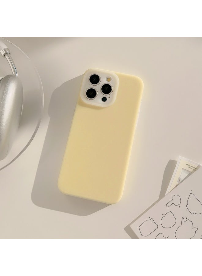NIBEMINENT Solid Colors And A Minimalist Design Protective TPU Case Cover For iPhone 15 Pro, Creamy Yellow