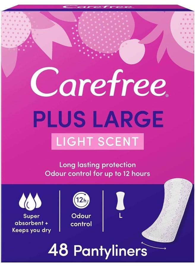Carefree Daily Panty Liners, Plus Large, Light Scent, Pack of 48 - Image 1