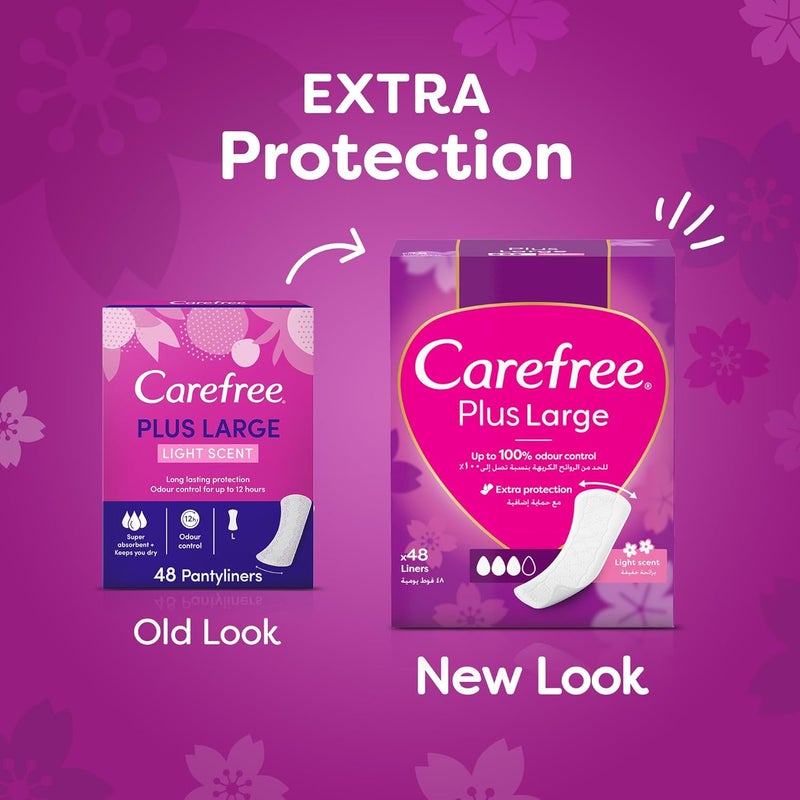 Carefree Daily Panty Liners, Plus Large, Light Scent, Pack of 48 - Image 2
