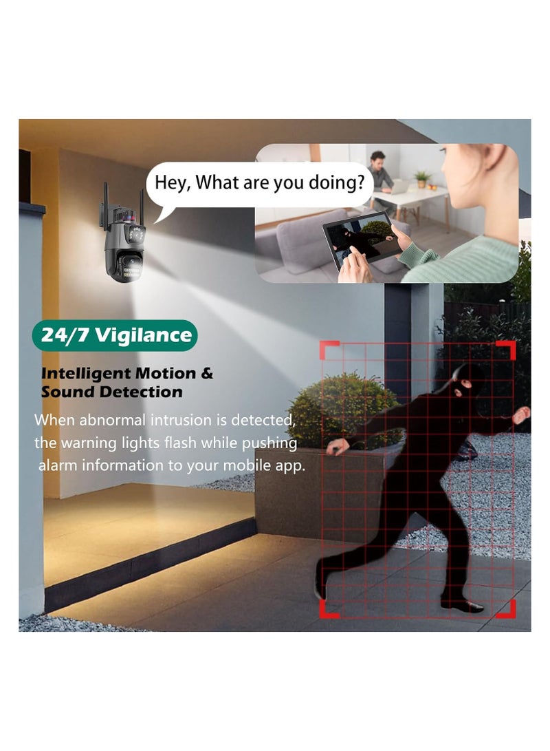 4K Security Camera Outdoor, Dual Lens PTZ Wireless Outside Cameras for Home Security with 64G SD card, IP66 Waterproof, AI Tracking, Light Alarm, Color Night, 2-Way Talk, 24/7 Record,SD/Cloud - Image 3