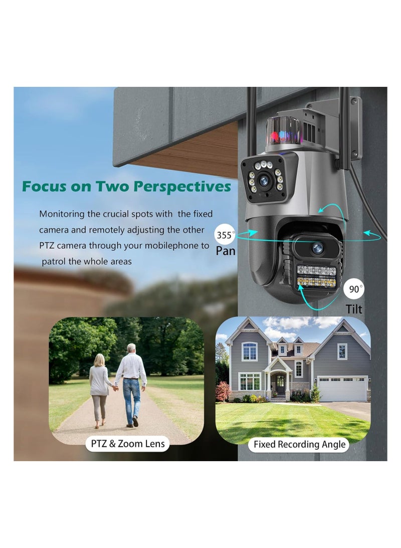 4K Security Camera Outdoor, Dual Lens PTZ Wireless Outside Cameras for Home Security with 64G SD card, IP66 Waterproof, AI Tracking, Light Alarm, Color Night, 2-Way Talk, 24/7 Record,SD/Cloud - Image 2