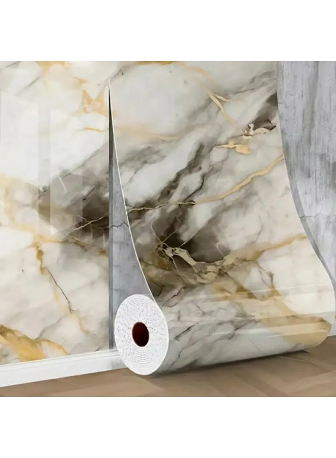Marble Thick Foam Self-Adhesive Wallpaper, Waterproof Imitation Tile Wall Sticker, 1 Roll (40cm x 300cm) - Image 1