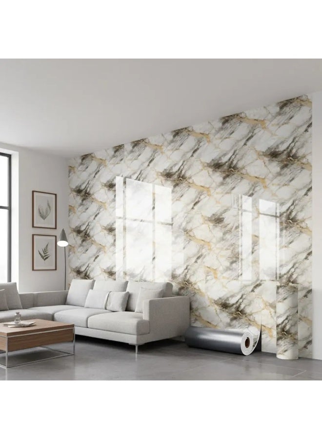 Marble Thick Foam Self-Adhesive Wallpaper, Waterproof Imitation Tile Wall Sticker, 1 Roll (40cm x 300cm) - Image 4