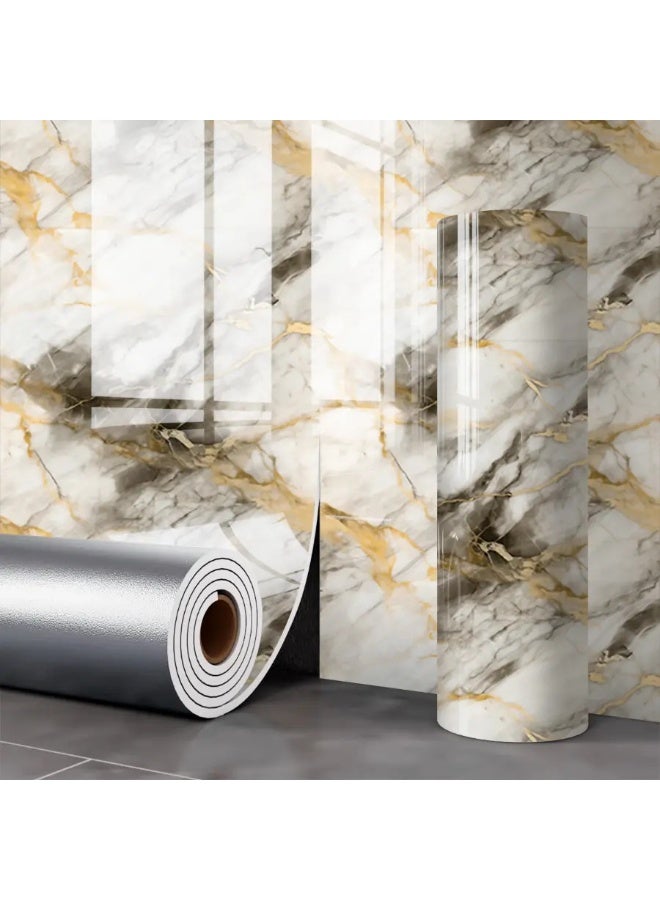 Marble Thick Foam Self-Adhesive Wallpaper, Waterproof Imitation Tile Wall Sticker, 1 Roll (40cm x 300cm) - Image 2