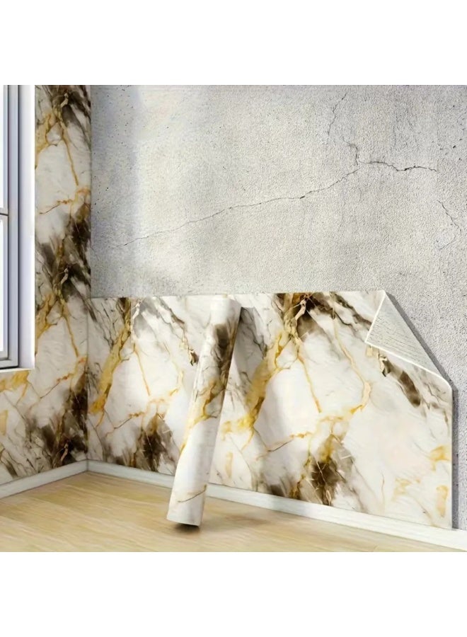Marble Thick Foam Self-Adhesive Wallpaper, Waterproof Imitation Tile Wall Sticker, 1 Roll (40cm x 300cm) - Image 5