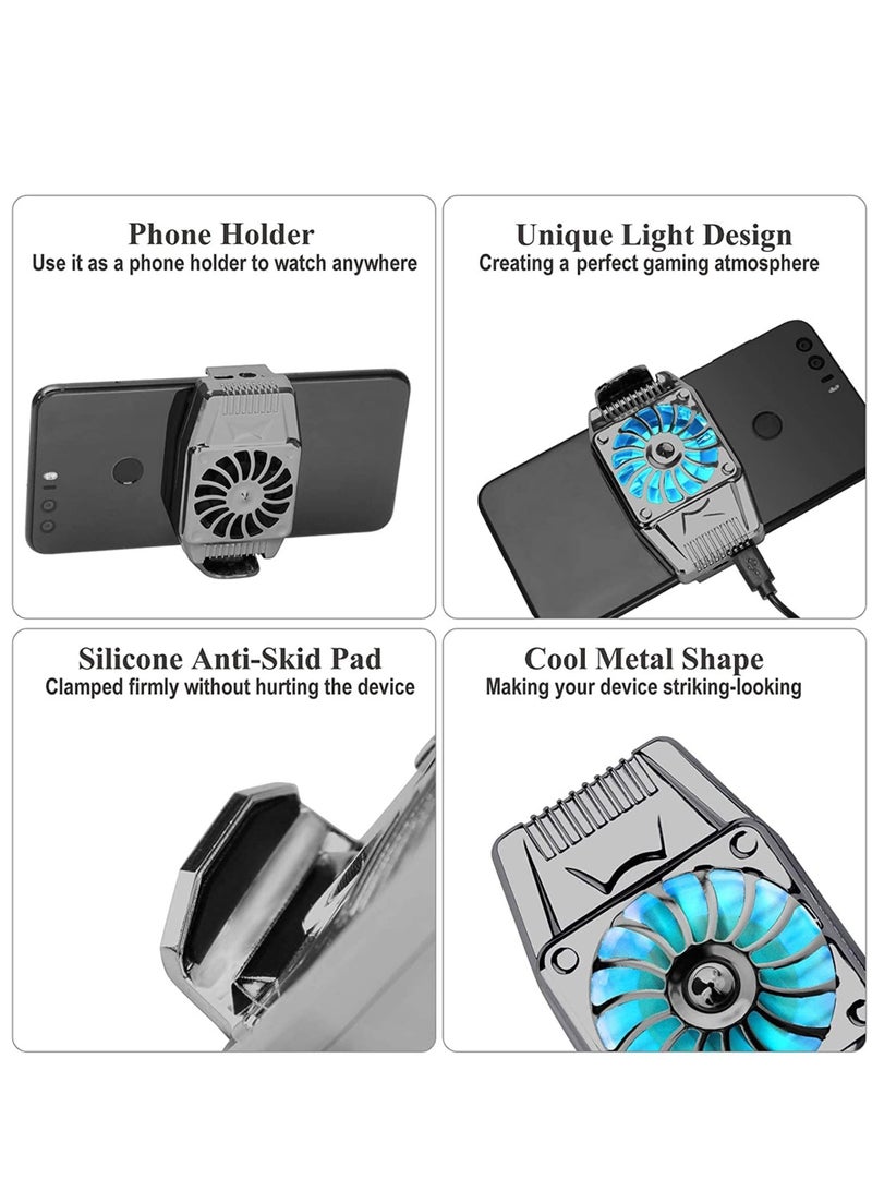 Cell Phone Cooler USB Rechargeable Mobile Phone Radiator for Playing Games Watching Videos with LED Light Cooler Controller Compatible for Universal iPhone Android Smartphone  - Image 5