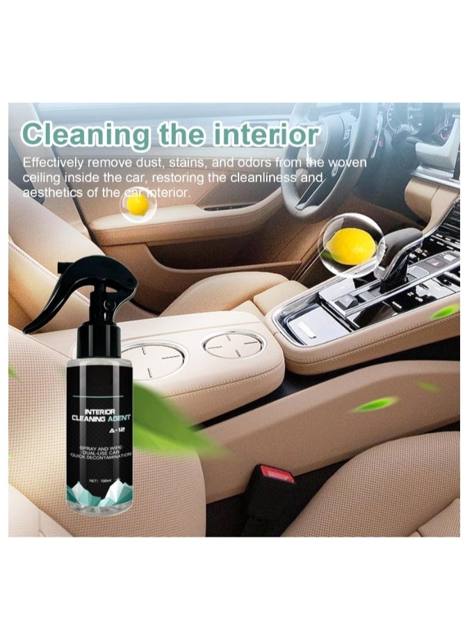 Car Roof Cleaner Portable Leather Cleaner with No Rinse - Leather Care Products for Steering Wheel, Dashboard, Automobile Seats, Car Roof, Doors, Center Console Helves 100ML - Image 1