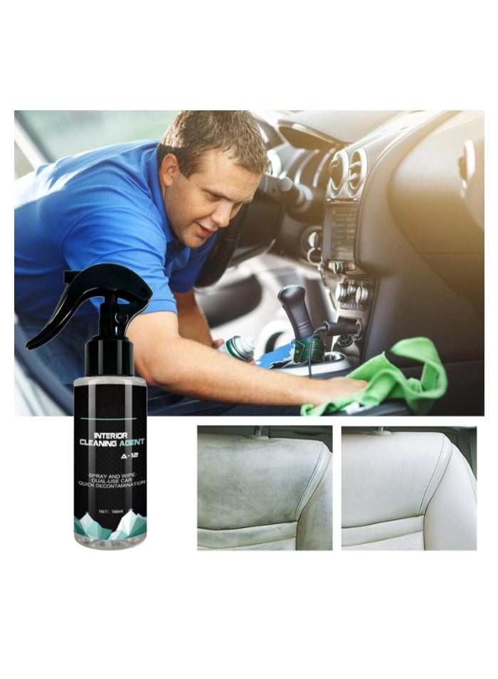 Car Roof Cleaner Portable Leather Cleaner with No Rinse - Leather Care Products for Steering Wheel, Dashboard, Automobile Seats, Car Roof, Doors, Center Console Helves 100ML - Image 3