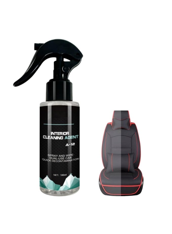 Car Roof Cleaner Portable Leather Cleaner with No Rinse - Leather Care Products for Steering Wheel, Dashboard, Automobile Seats, Car Roof, Doors, Center Console Helves 100ML - Image 2