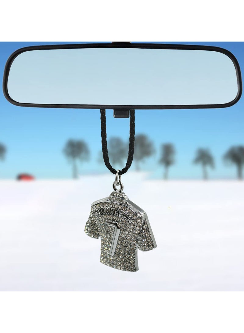NMC Car Pendant Fancy Diamond Ronaldo Number 7  jersey Logo Fancy Pendant 1 Pcs Car Mirror Hanging Pendant Silver - Image 1
