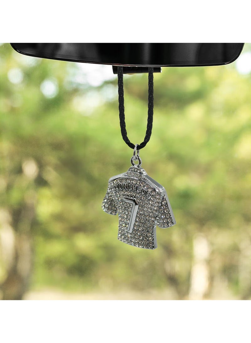 NMC Car Pendant Fancy Diamond Ronaldo Number 7  jersey Logo Fancy Pendant 1 Pcs Car Mirror Hanging Pendant Silver - Image 2