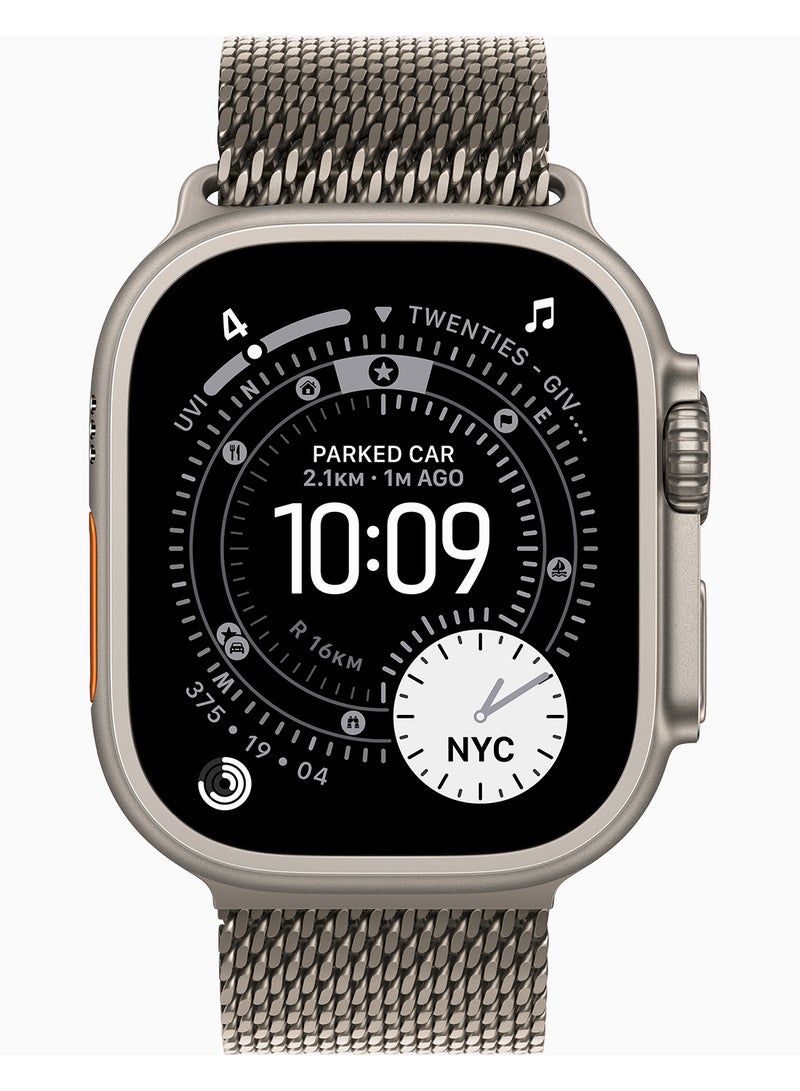 Apple Watch Ultra 3 GPS + Cellular 49mm (Middle East Version) Natural Titanium Case With Natural Titanium Milanese Loop - Medium - Image 2