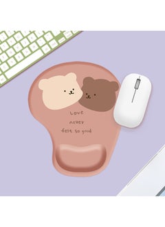 Comfortable Simple Cartoon Series Silicone Wrist Rest Mouse Pad Office Gaming Anti-slip Desk Mat Wrist Support Hand Rest Pad-Color:Color Map Opp Packaging-Pattern:MH027-Couple Bear