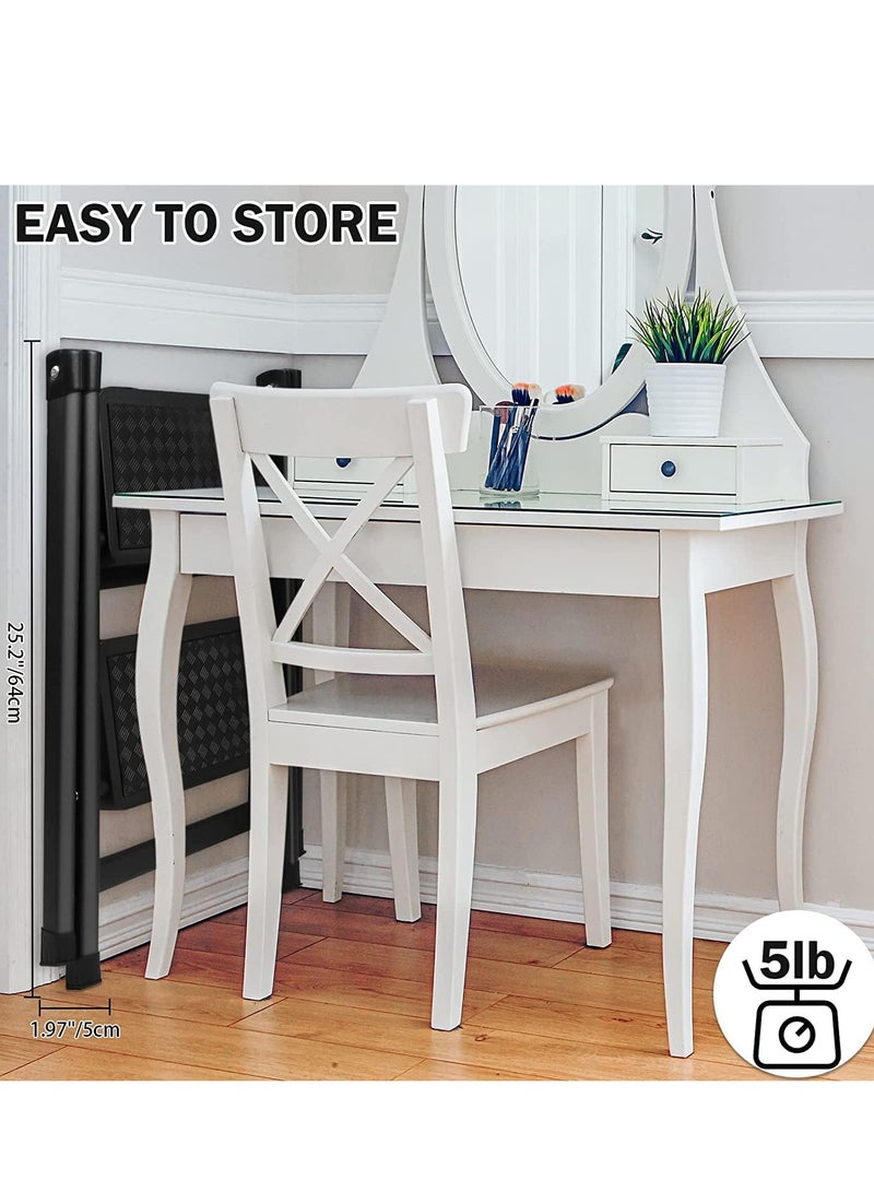 GUDOO درج مزدوج قابل للطي للمطبخ والخزانة المنزلية للبالغين، درج صغير خفيف الوزن قابل للطي والانهيار، درج خطوتين محمول للاستخدام في المنزل والمطبخ والحديقة والمكتب، درج خطوتين باللون الأسود. - Image 4