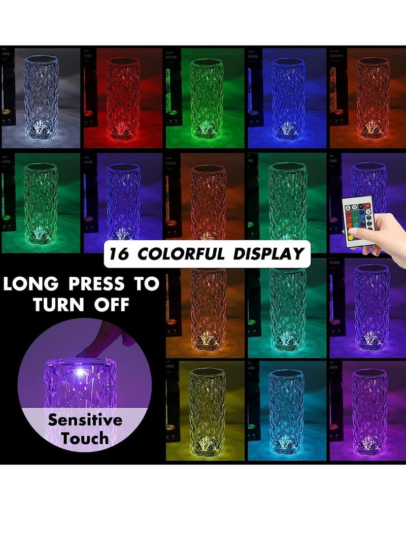 Crystal Lamp,Crystal Lights Touching Control Rose Crystal Lamp with USB Port,16 RGB Color Changing Romantic Rose Diamond Table Lamp LED Night Light for Bedroom Living Room, Kids Room - Image 3