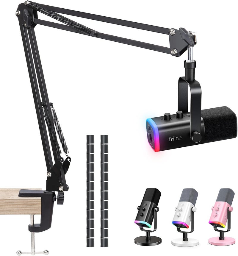 SUNMON Boom Arm - Metal Scissor Mic Boom Arm with 3/8'' to 5/8'' Adapter, K688 Microphone Stand with Cable Sleeve - Image 1