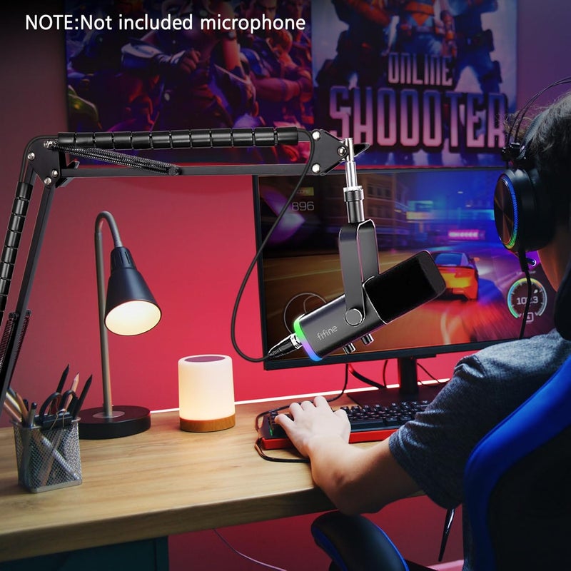 SUNMON Boom Arm - Metal Scissor Mic Boom Arm with 3/8'' to 5/8'' Adapter, K688 Microphone Stand with Cable Sleeve - Image 5