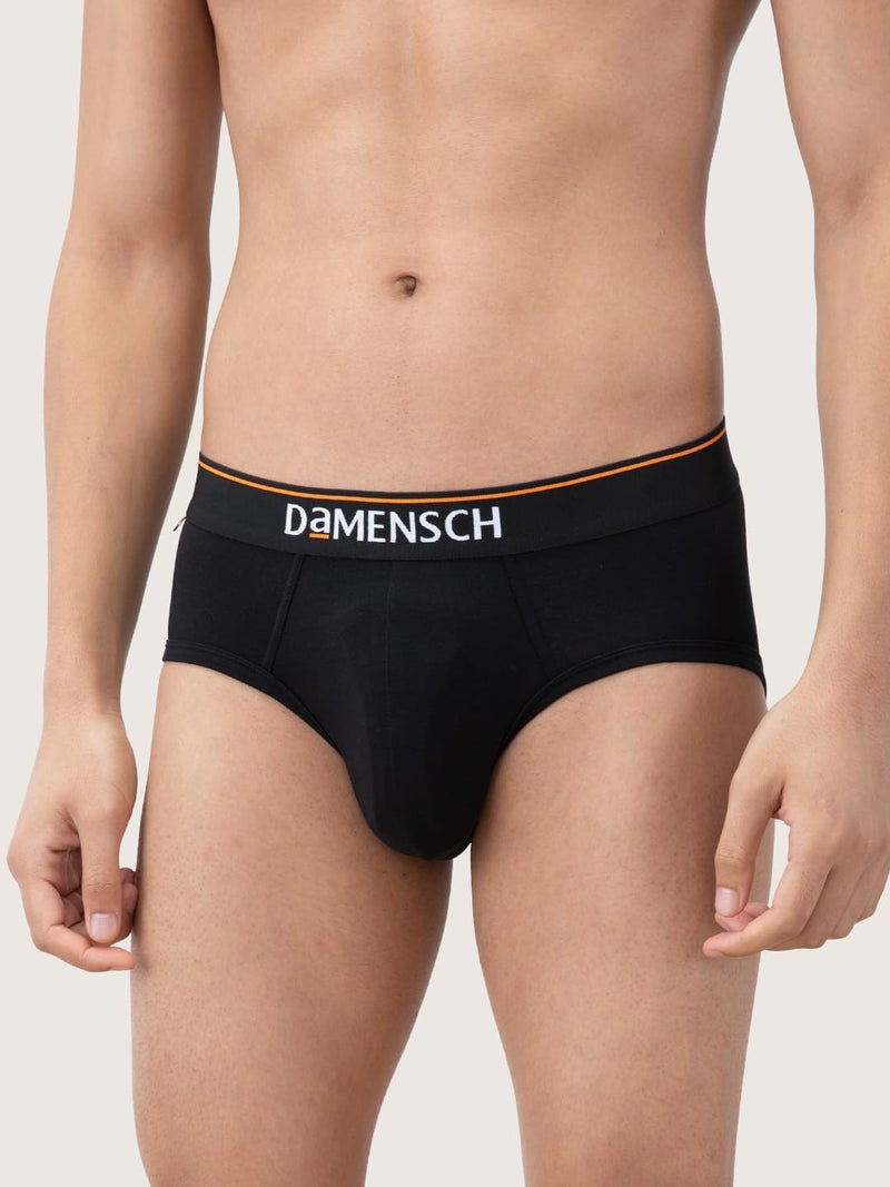 DAMENSCH Men's Deo-Cotton Deodorizing Brief- Pack of 3- Iris Blue, Dessert Grey, Sweet Black- Large - Image 4