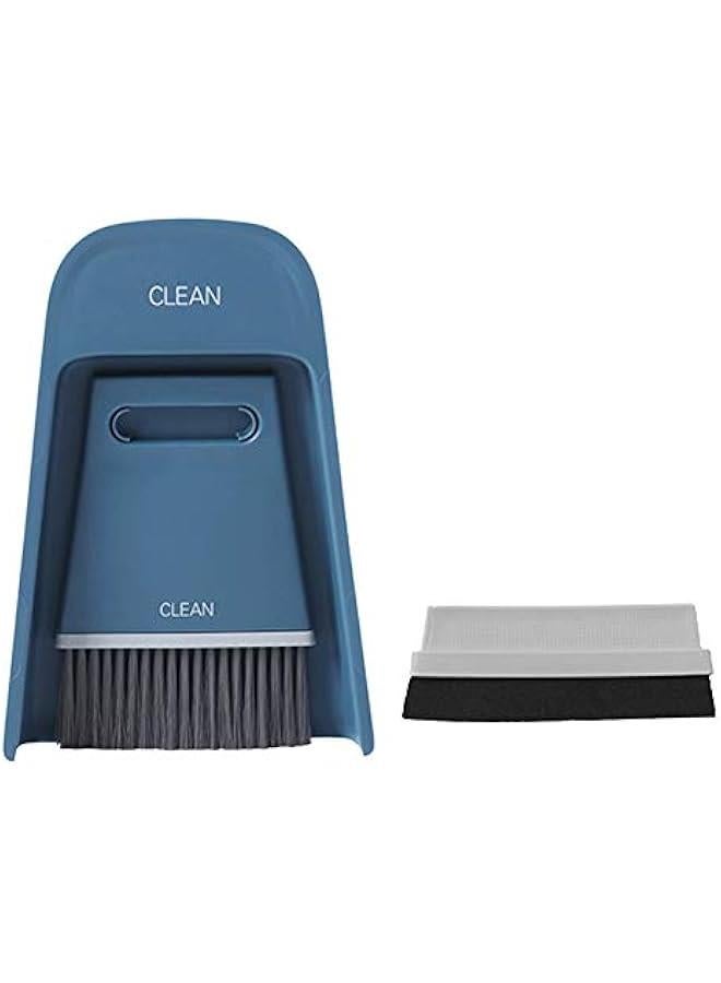 Dustpan Small Brush Hand Broom , Mini Dustpan Brush Nesting Tiny Cleanning Whisk Broom , Portable dusty Pan and Hand Broom for Home washing , Sofa , Desk ,  s Cage , Cat Litter etc(navy blue)  - Image 1