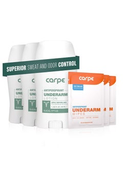 Carpe Underarm Antiperspirant and Deodorant, Pack of 3-WITH 3 FREE ON-THE-GO WIPES!  - Image 1