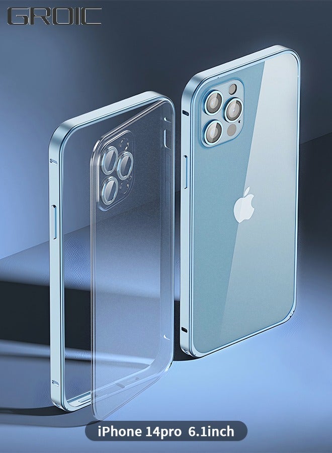جرويك Case Compatible with iPhone 14 Pro 6.1 Inch, Aluminum Frame Metal Bumper Slim Hard Clear Back Cover Full Protective Cool Design - Image 1