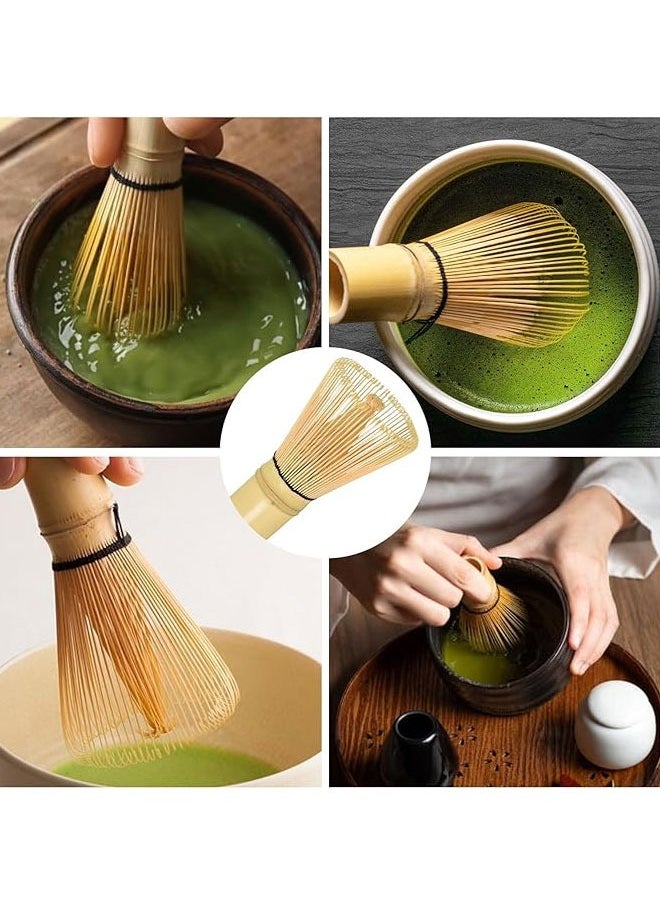 BOUND MOAT - 3-Piece Matcha Tea Whisk Set Traditional Handmade Matcha Tea Tool Matcha Stirrer Kit Bamboo Spoon with Hook Matcha Brush Placeer Set White and Pink Plum Blossom - Image 1